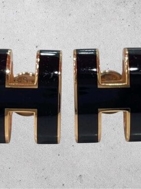 HERMES H Shaped Stud Earrings